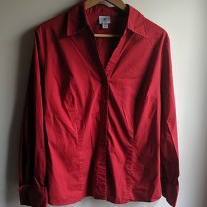 Worthington red button down blouse